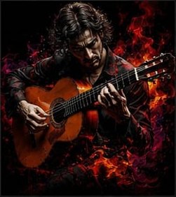 Diseño Guitarrista en Fuego