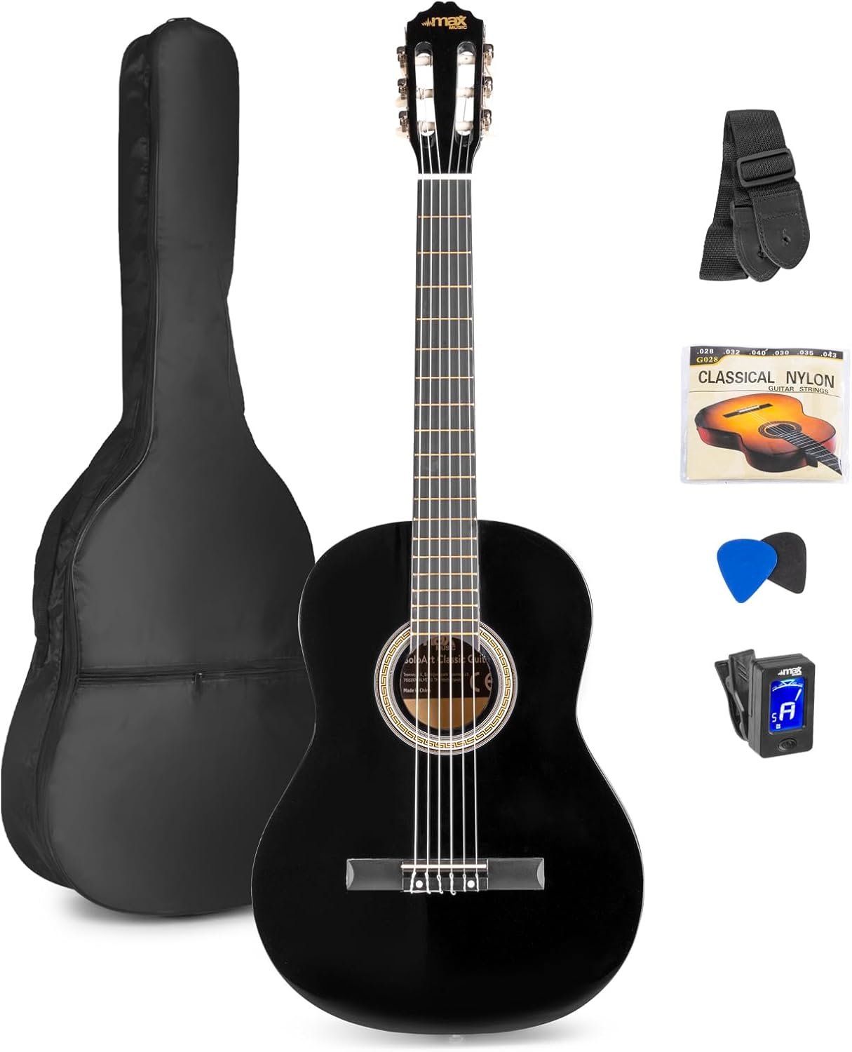 Guitarra clásica española negra