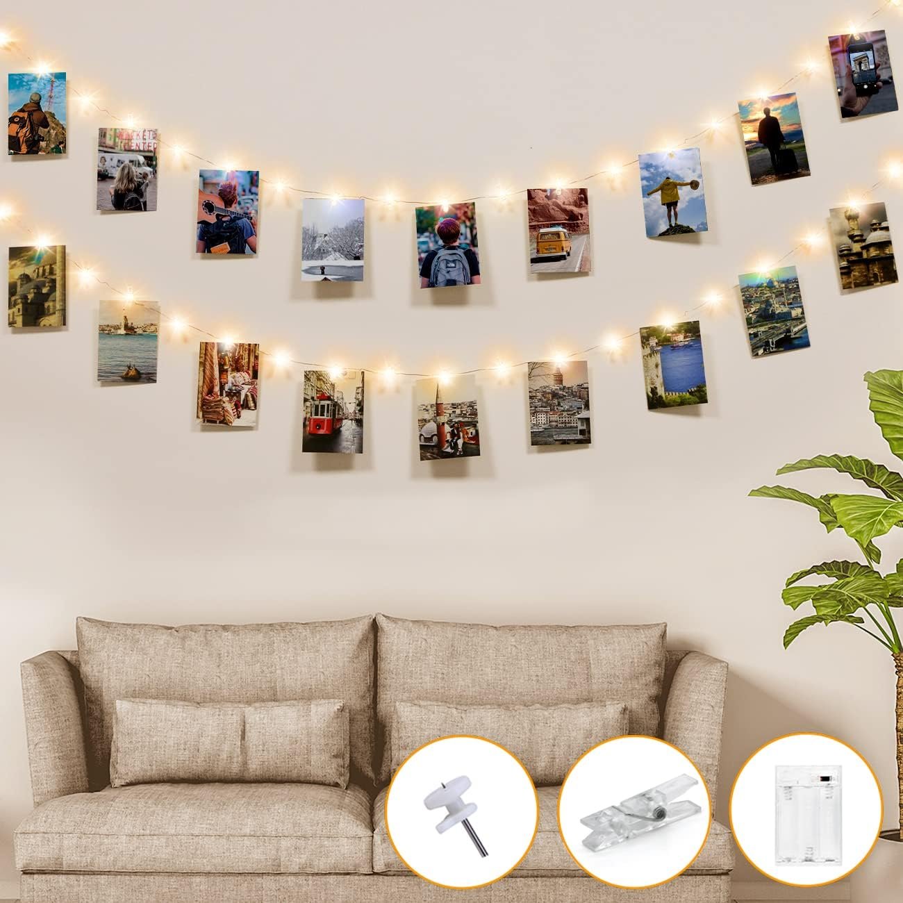 Guirnalda LED con pinzas para fotos